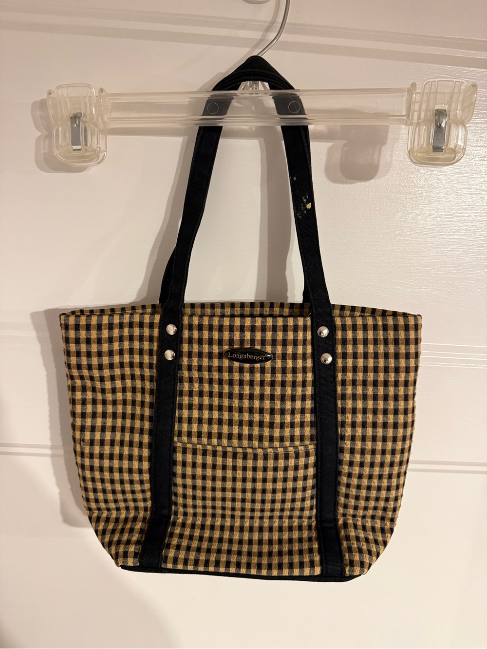 Longaberger Black and Tan Gingham Tote and Coin Purse